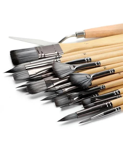 ArtistryPro - 24 teiliges Künstlerpinsel Set für Acryli Öl und Aquarellfarben