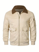 Adrean - Langärmelige Pelzkragen Reißverschluss Bombenleger Jacke