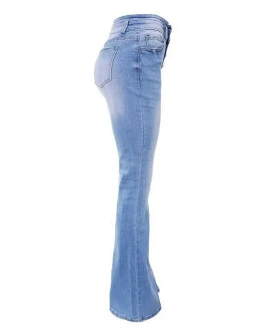 Vera - Chic ausgestellt Multi Taste Denim Hosen