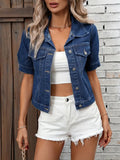 Leonie - Stylische kurzärmelige Jeansjacke mit Knöpfen und Taschen