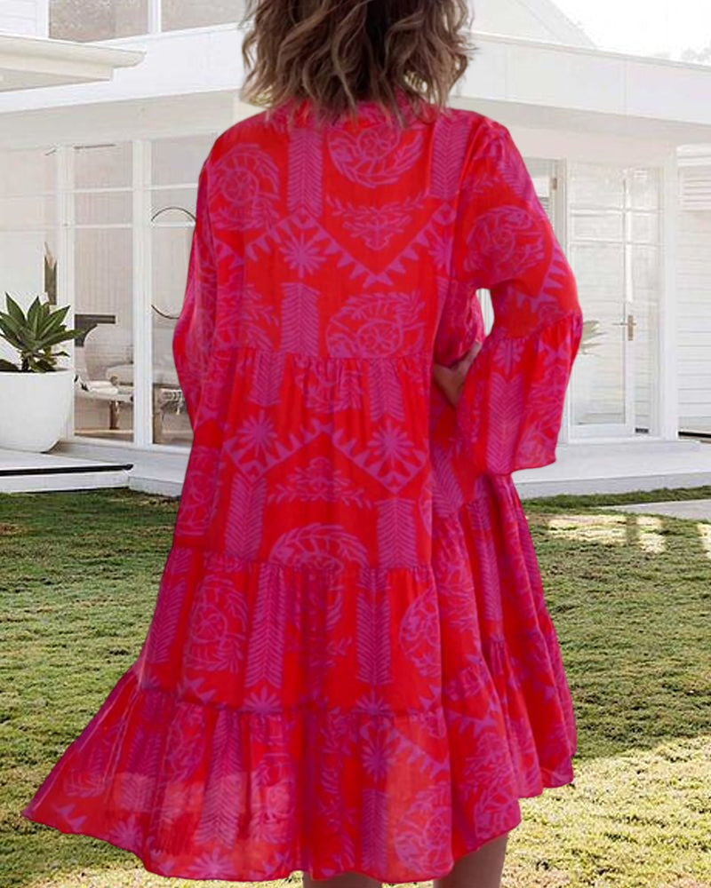 Mia - Lässiges Kleid Mit V Ausschnitt Und Weiten Ärmeln