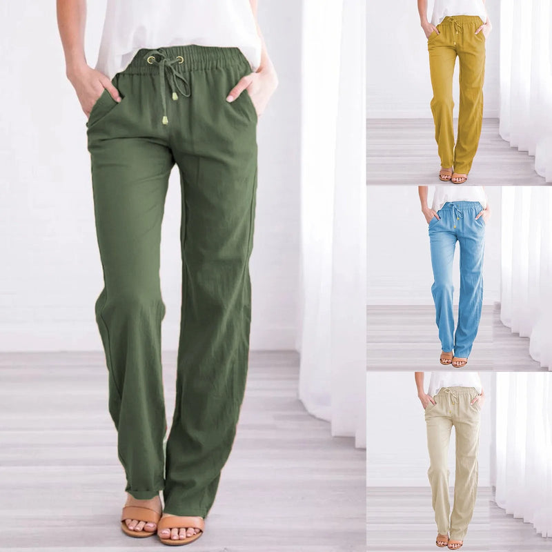 Lara - Leichte Hose mit elastischer Taille Kordelzug und Taschen