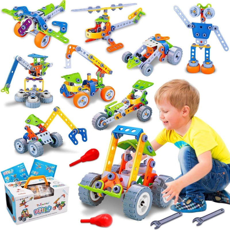 CreatiBuild - Bauklotz Set für Kinder mit Aufbewahrungsbox und kreativem Konstruktionsspiel