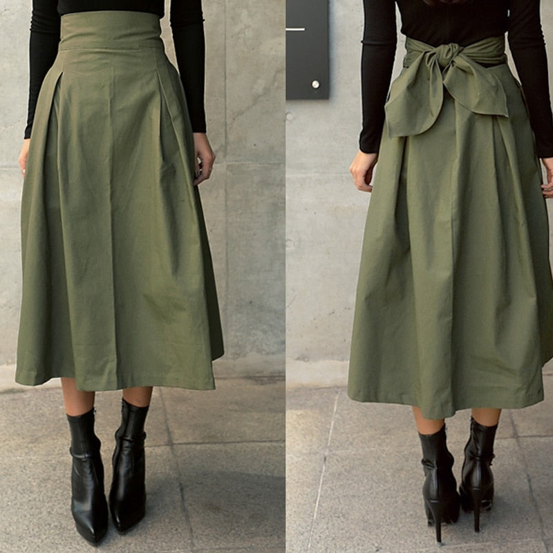Enya – Stylischer Schleifenrock mit hoher Taille und Taschen
