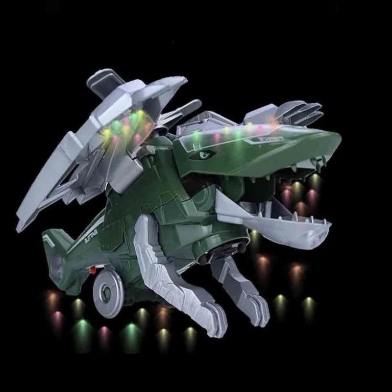 RoboRex – LED transformierendes Dinosaurier und Hubschrauberspielzeug mit Lichtern und Musik