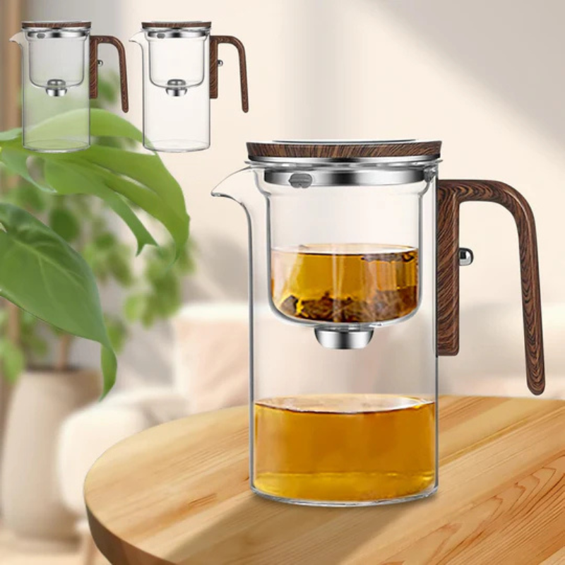 SipFlow – Hitzebeständige Glasteekanne mit Holzgriff