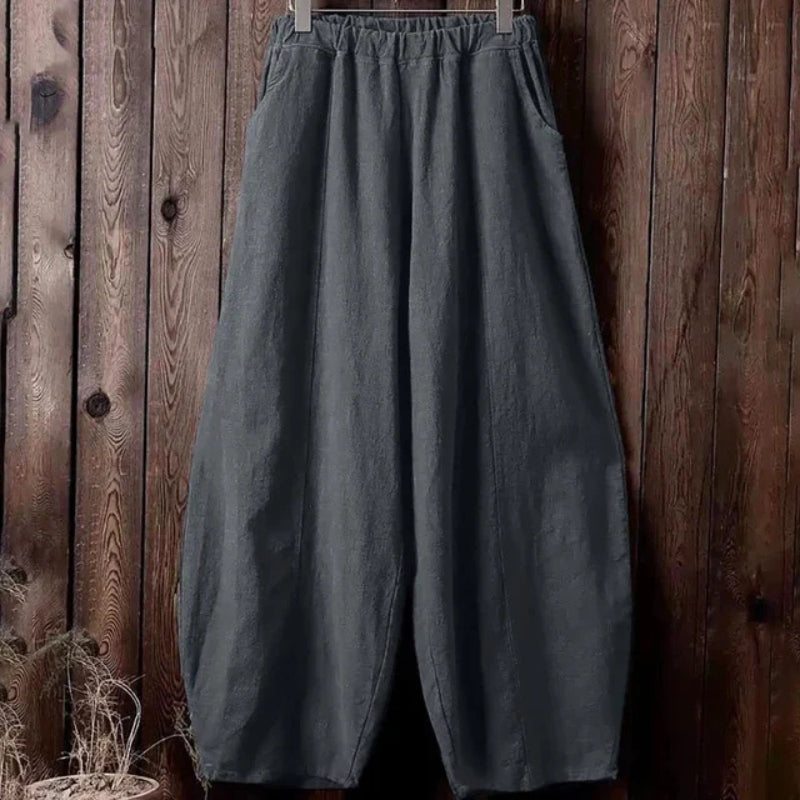 Tabea – Leichte Lockere Passform Weites Bein Hose mit Taschen