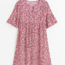 Angelika – Lässiges florales Midikleid mit V Ausschnitt und kurzen Ärmeln