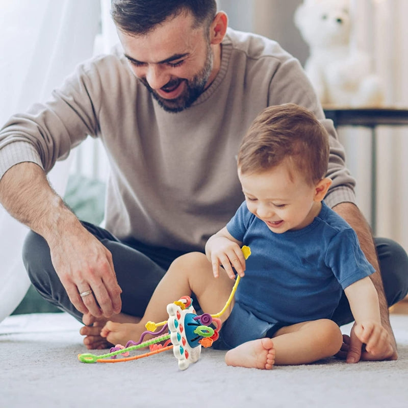 TactiPlay – Sensorisches Babyspielzeug mit weichen Knöpfen und Zugschnüren