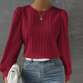 Tabea – Elegante Plisseebluse mit langen Ärmeln und Rundhalsausschnitt