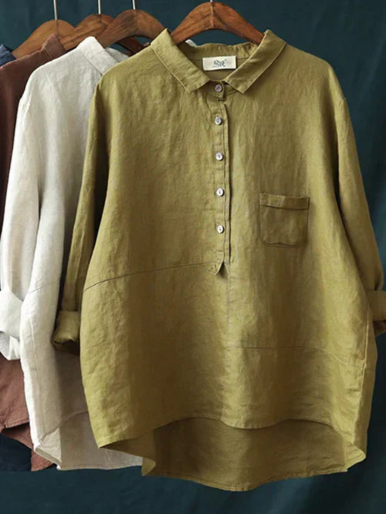 Alina - Locker sitzendes Langarmshirt mit Knopfverschluss