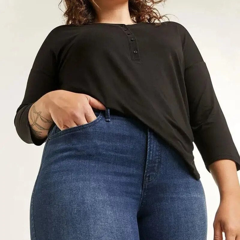 Frieda – Lässige Hohe Taille Schlanke Passform Knöchellange Hose mit Knopfta