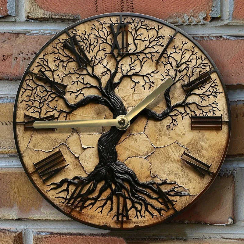 NatureTick - Kunstvolle Wanduhr aus Holz mit Lebensbaum Gestaltung