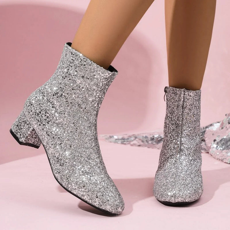 Farina - Modische Stiefelette mit Blockabsatz und seitlichem Reißverschluss
