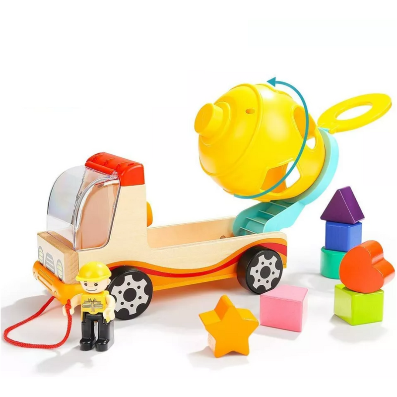 SortTruck - Pädagogischer Muldenkipper mit Formensortierung und Spinning Mixer für Kinder