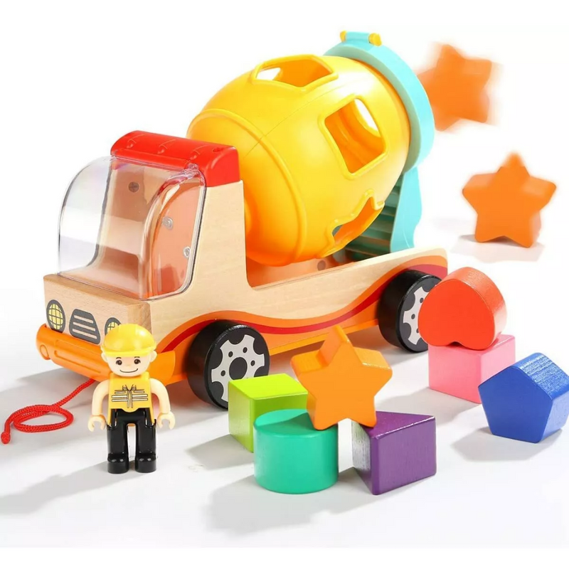 SortTruck - Pädagogischer Muldenkipper mit Formensortierung und Spinning Mixer für Kinder