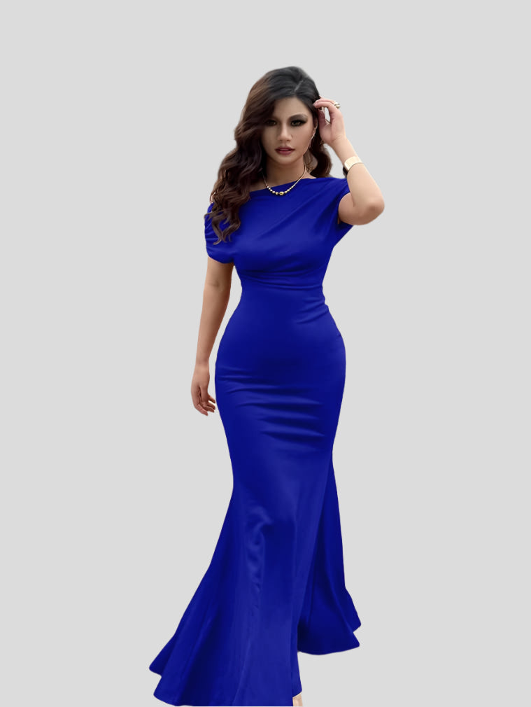 Selena – Natürliches Kleid mit bodenlangen und kurzen Ärmeln