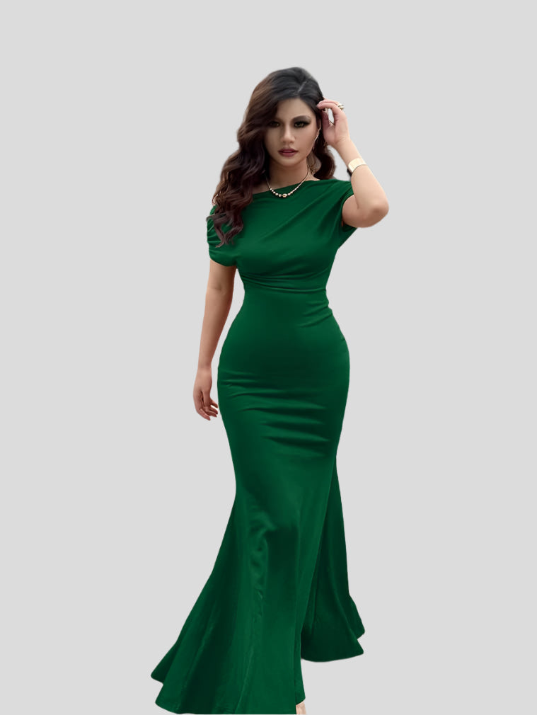 Selena – Natürliches Kleid mit bodenlangen und kurzen Ärmeln