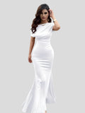 Selena – Natürliches Kleid mit bodenlangen und kurzen Ärmeln
