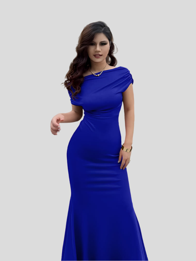 Selena – Natürliches Kleid mit bodenlangen und kurzen Ärmeln