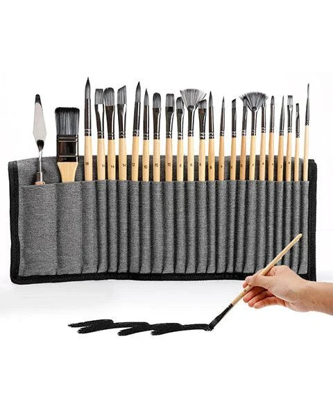 ArtistryPro - 24 teiliges Künstlerpinsel Set für Acryli Öl und Aquarellfarben