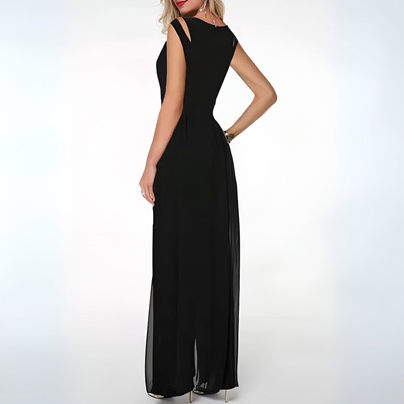 Leonie - Eleganter ärmelloser Jumpsuit mit weitem Bein und hoher Taille