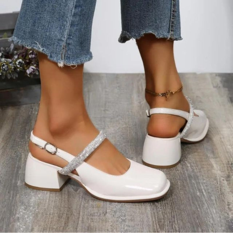 Elena – Trendige Slingback Sandalen mit quadratischer Zehenpartie und Blockabsatz