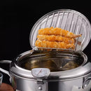 TempuraPro – Bratpfanne mit eingebautem Thermometer und Ölfilter für perfektes Kochen