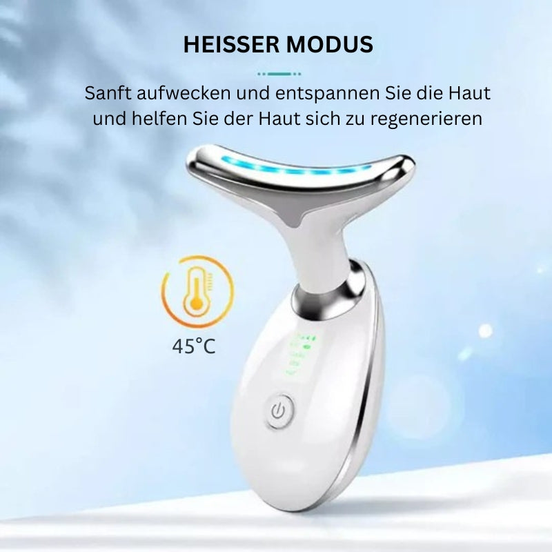 SkinVibe – Anti Falten Facelift Massagegerät mit LED Lichttherapie für Gesicht und Hals