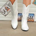 Laura - Gesticktes Gestaltung Mittlere Wade Stiefel mit rutschfester Sohle
