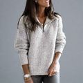 Gisela - Langärmelig Hoher Kragen Gestrickt Jumper