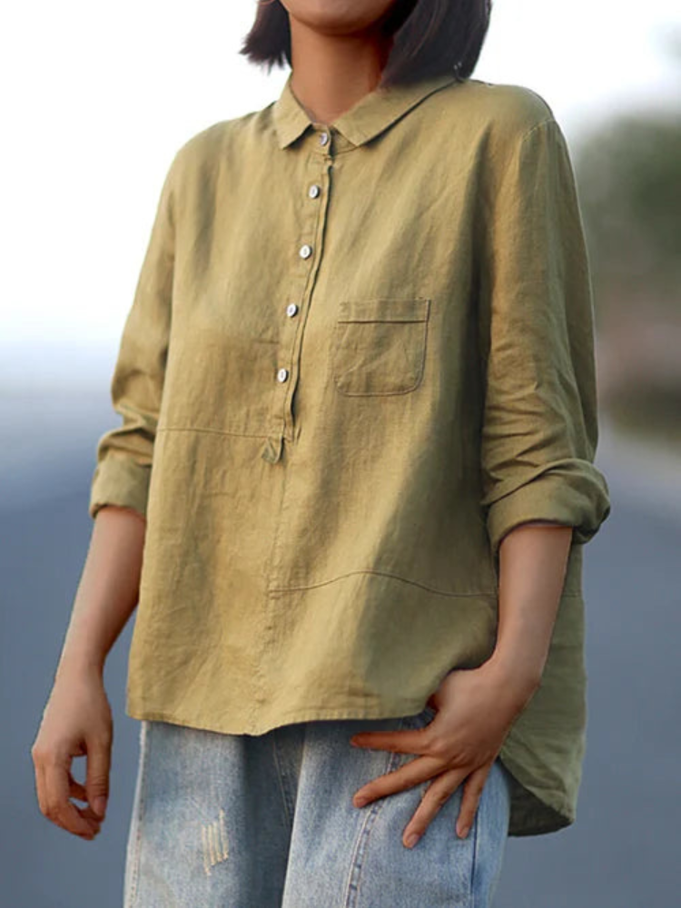 Alina - Locker sitzendes Langarmshirt mit Knopfverschluss
