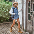 Amelie - Lässige lockere ärmellose Weste mit Knöpfen und Taschen