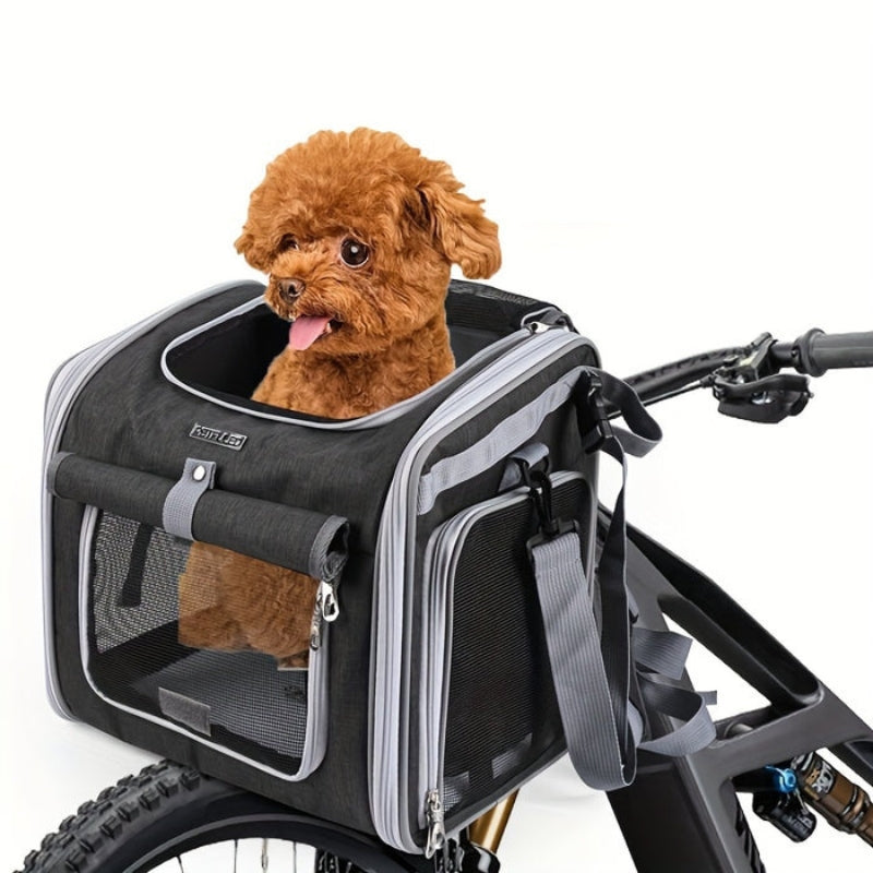 PawVelo – Erweiterbarer Fahrradkorb für Haustiere mit Seitenfenstern und Schnellverschluss