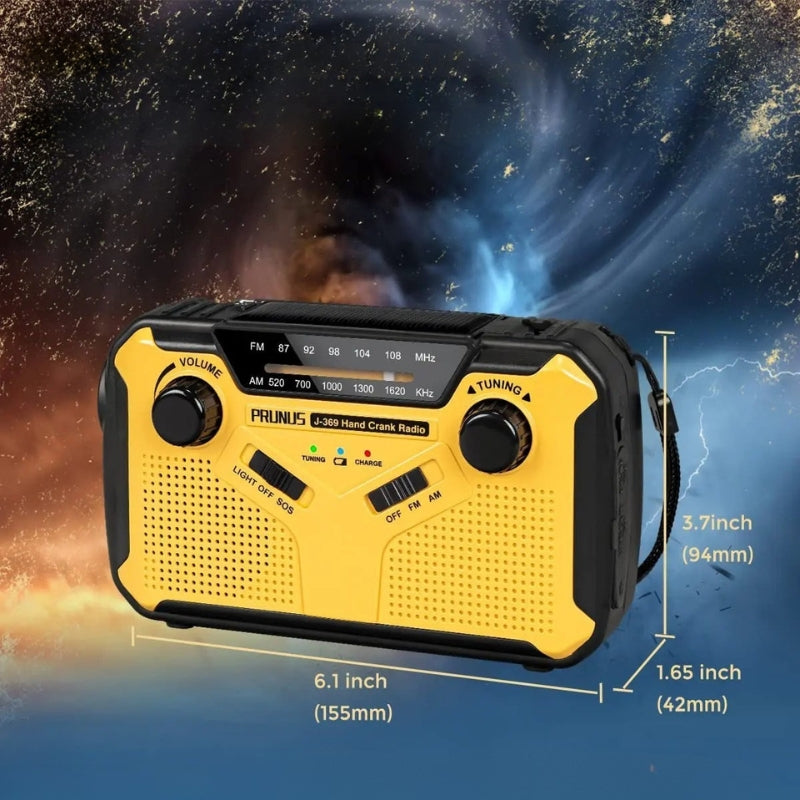 SafeSignal - Tragbares Notfallradio mit LED Taschenlampe Powerbank und Solaraufladung