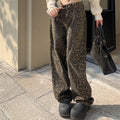 Elke – Modische Hose mit weitem Bein und Taschen Und Leopardenmuster
