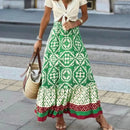 Anika – Modischer bedruckter lockere langer Blumenrock mit Rüschen und elastischer Taille