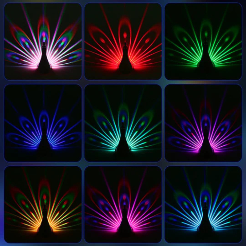 PeaGlow – LED Pfauen Projektorlampe mit Fernbedienung