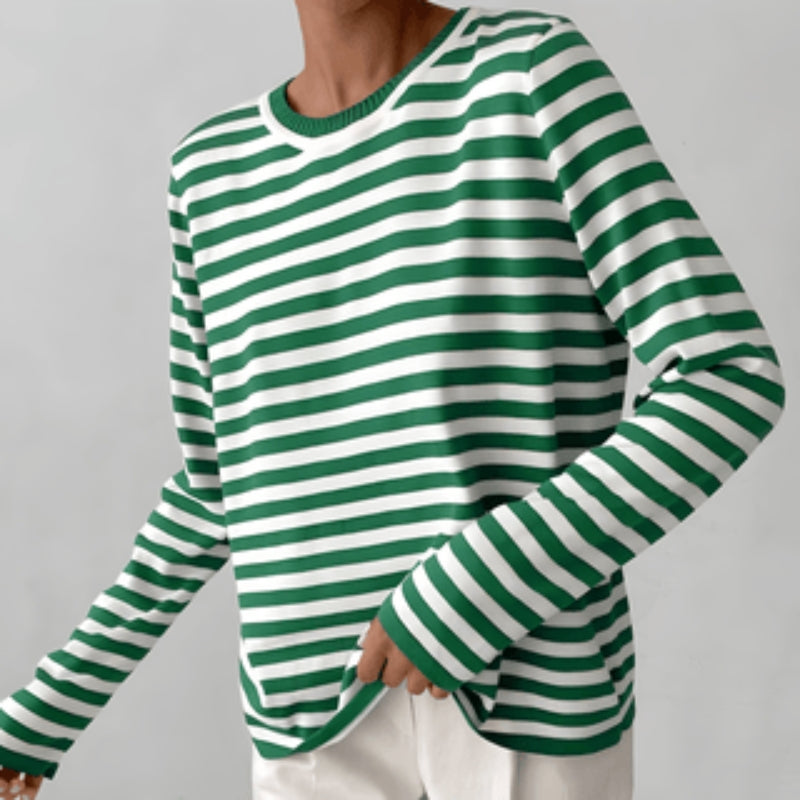 Cornelia – Eleganter Streifenpullover mit Rundhalsausschnitt und langen Ärmeln