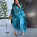 Sandra – Doppellagiges fließendes Kleid mit Rundhalsausschnitt und Fledermausärmeln