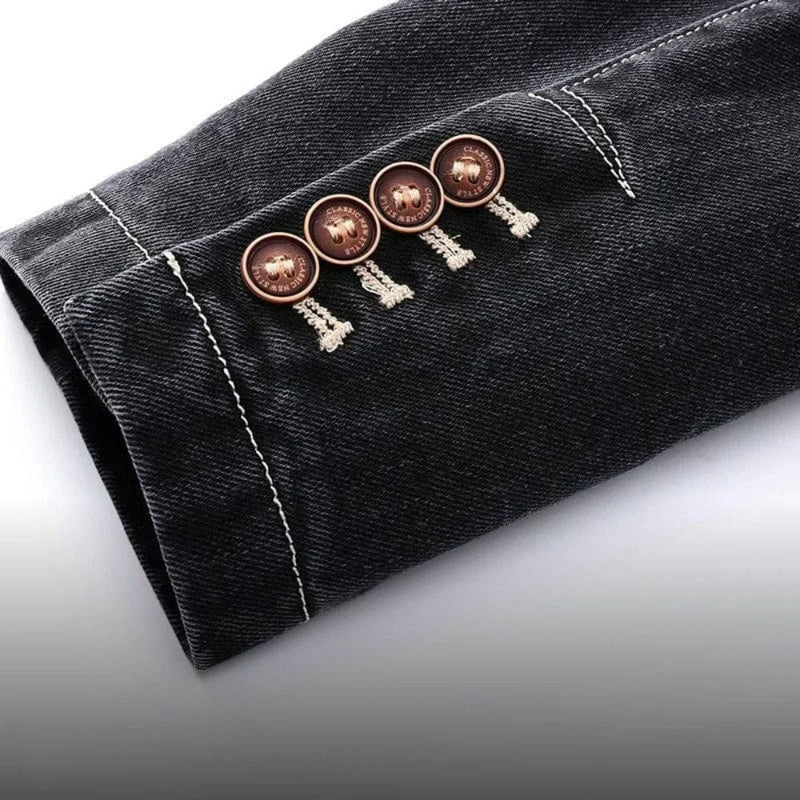 Nolan - Langärmelig Reverskragen Denim Jacke