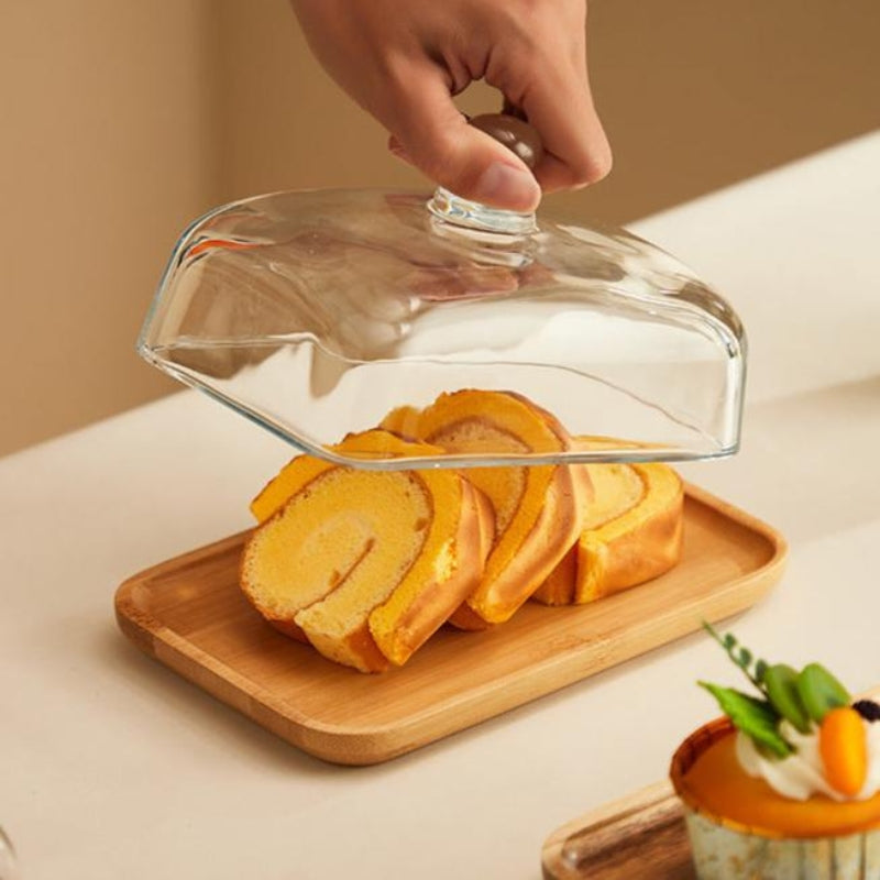 ClearNest – Butterdose mit Glasdeckel und elegantem Knauf-Präsentationstablett