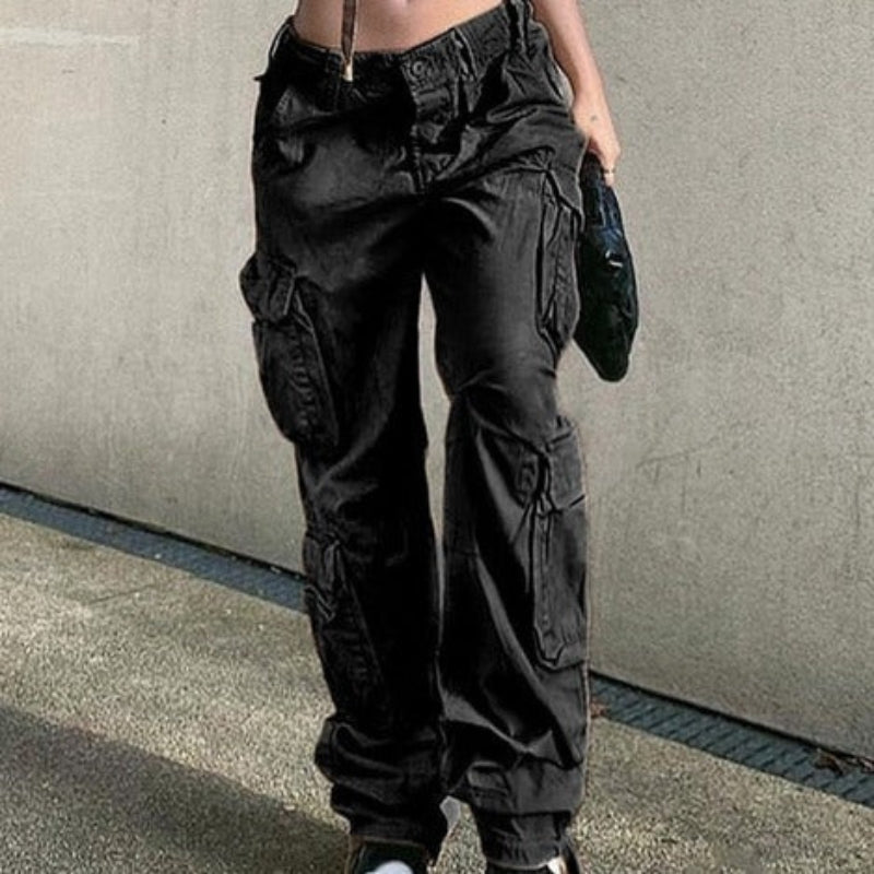 Pauline – Locker geschnittene Cargohose mit hoher Taille Knopf und mehreren Taschen