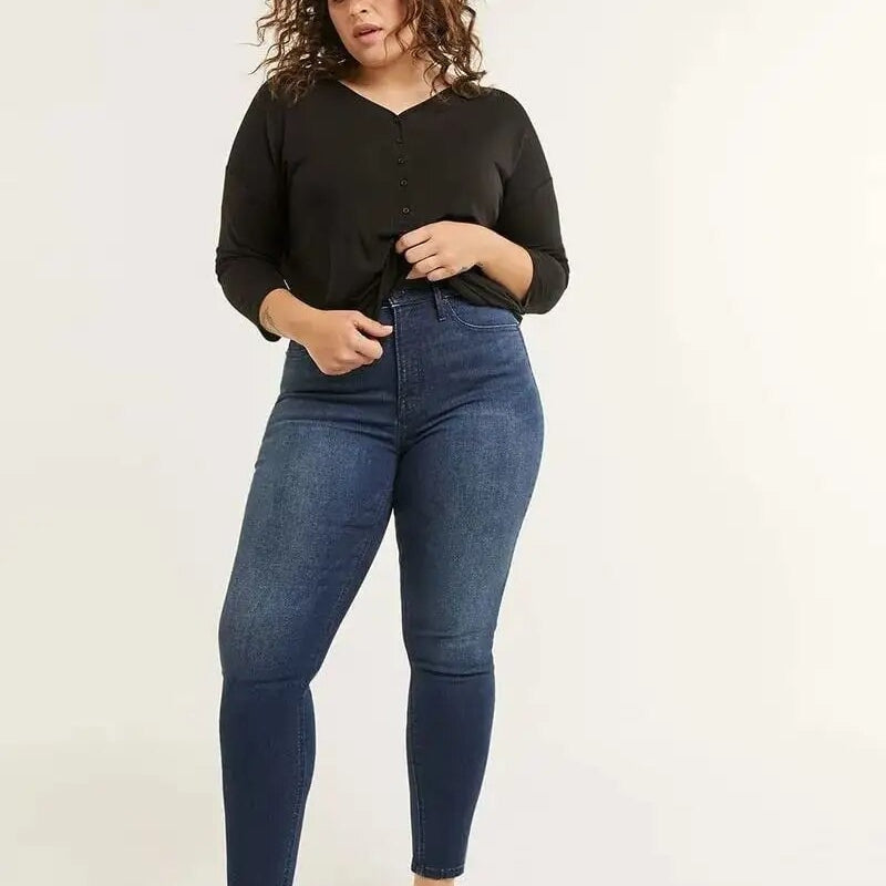 Frieda – Lässige Hohe Taille Schlanke Passform Knöchellange Hose mit Knopfta