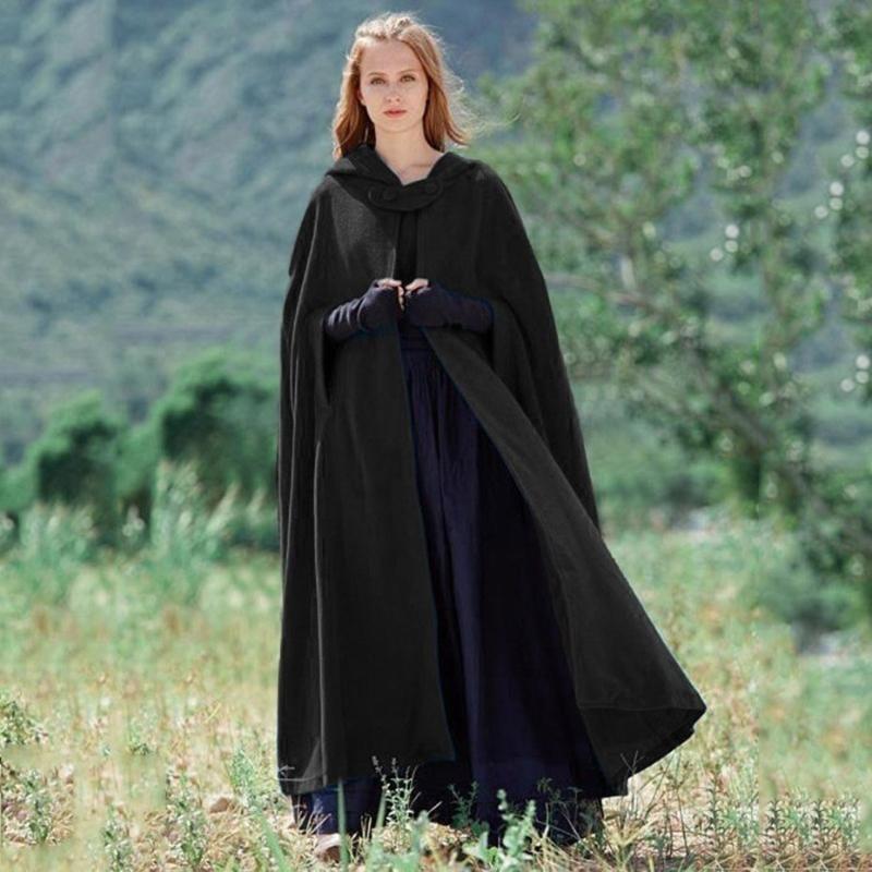 Elara – Eleganter Zauberwald-Umhang mit voluminöser Kapuze und Rüschenkragen