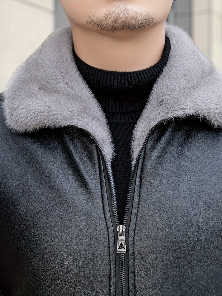 Hans - Langärmelig Pelzkragen Reißverschluss Jacke