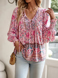 Luisa - Lässiges bedrucktes Langarmshirt mit V Ausschnitt für einen modischen Look