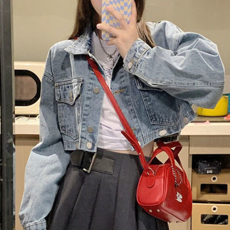 Emma - Langärmelig Abnehmbar Denim Jacke Mit Taschen