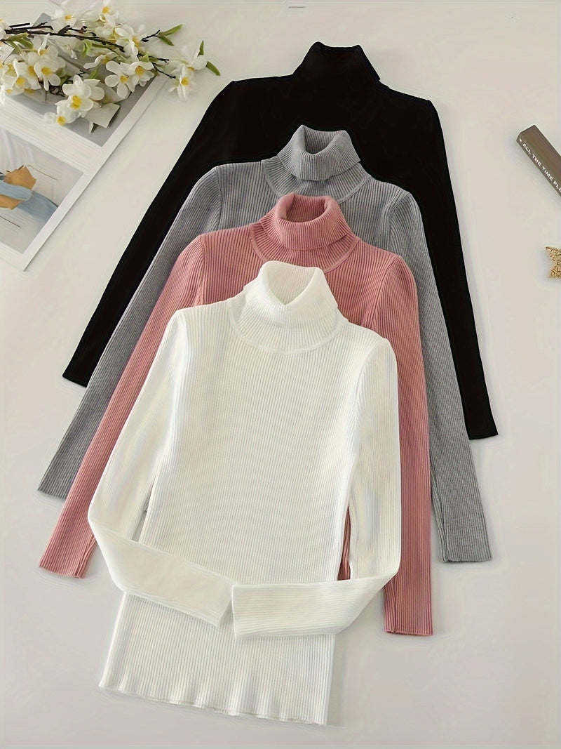Mia - Bequem Langärmelig Rollkragenpullover