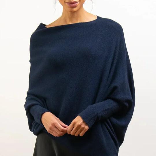 Amelie - Langärmelig Rundhalsausschnitt Überdimensionale Drapierter Pullover